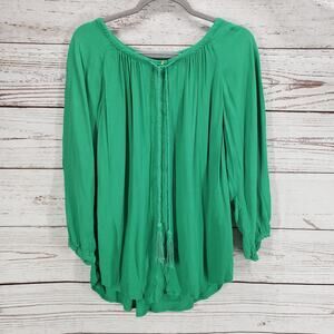 Diane Von Furstenberg Women's Green Tassel Tie Top Size 8